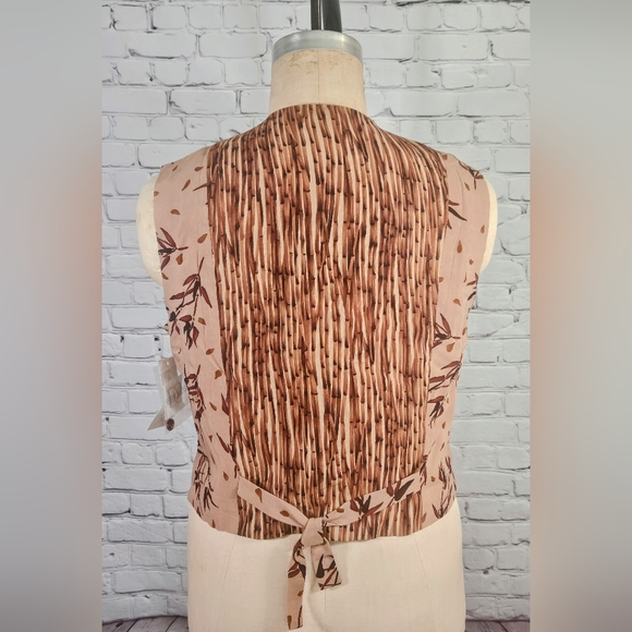 Doncaster NWT Brown & Tan Bamboo Leaf Rayon & Flax Vest Size 16 - Picture 3 of 8